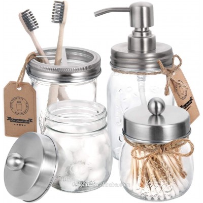 Jar Bathroom Accessories Soap Dispense Set 4 Pcs,Toilet Bathroom Home fashionable glass Decor Eco-friendly sets