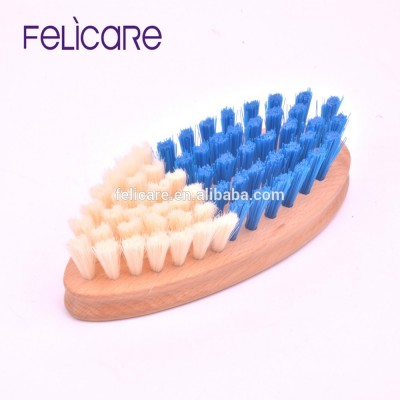 Natural color Plastic hair wooden shoe brush soft