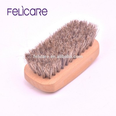 Natural color Pig hair wooden shoe cleaning brush