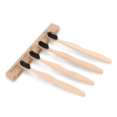 Bamboo Wooden Toothbrush Natural and Bamboo Toothbrush 4 Pack