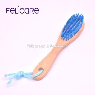 Natural color Plastic hair wooden shoe brush leather