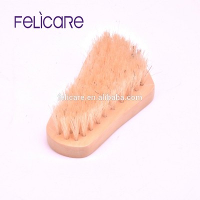 Natural color Wood Pig hair shoe polish cleaning brush